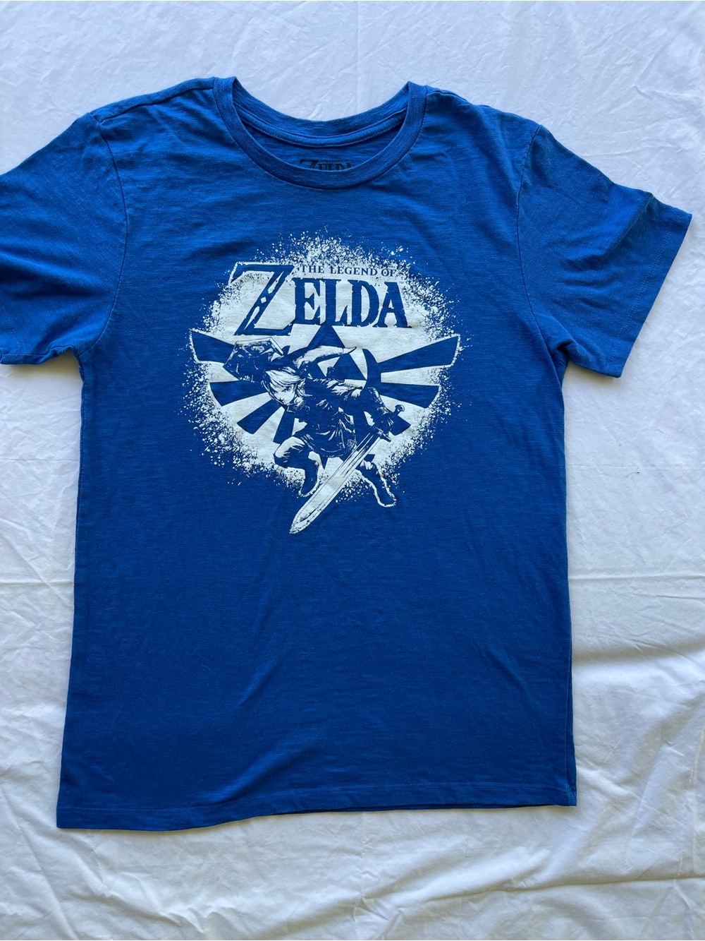 The Legend of Zelda Graphic Tee Blue Mens Short Sleeve Shirt Size Medium